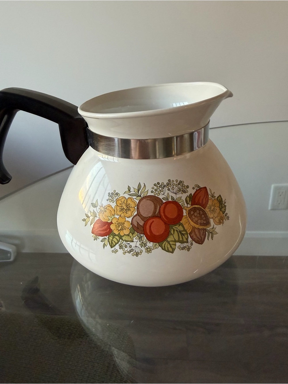 Vintage Corning Ware Spice Of Life 6-Cup Coffee Tea Pot Kettle P-104-8 with Lid - Picture 4 of 5